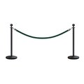 Montour Line Stanchion Post and Rope Kit Black, 2 Ball Top1 Green Rope C-Kit-2-BK-BA-1-PVR-GN-PS